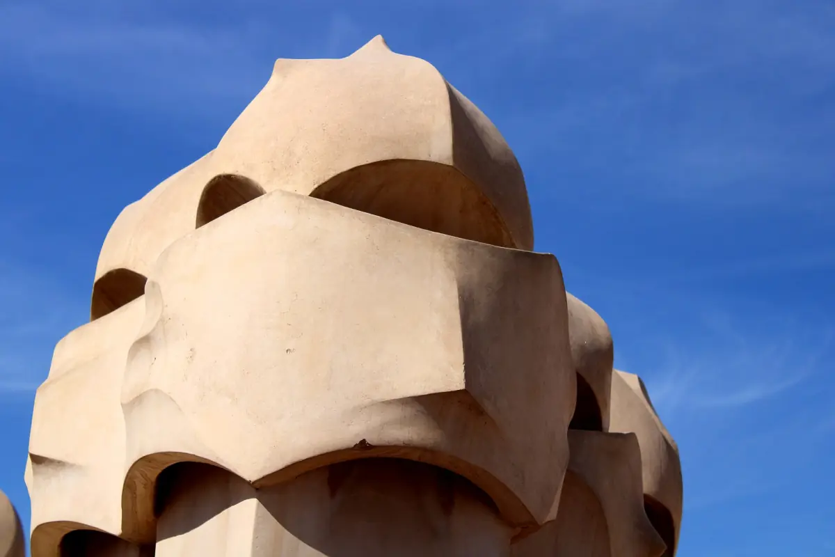 A sculpted chimney on the rooftop of Casa Milà