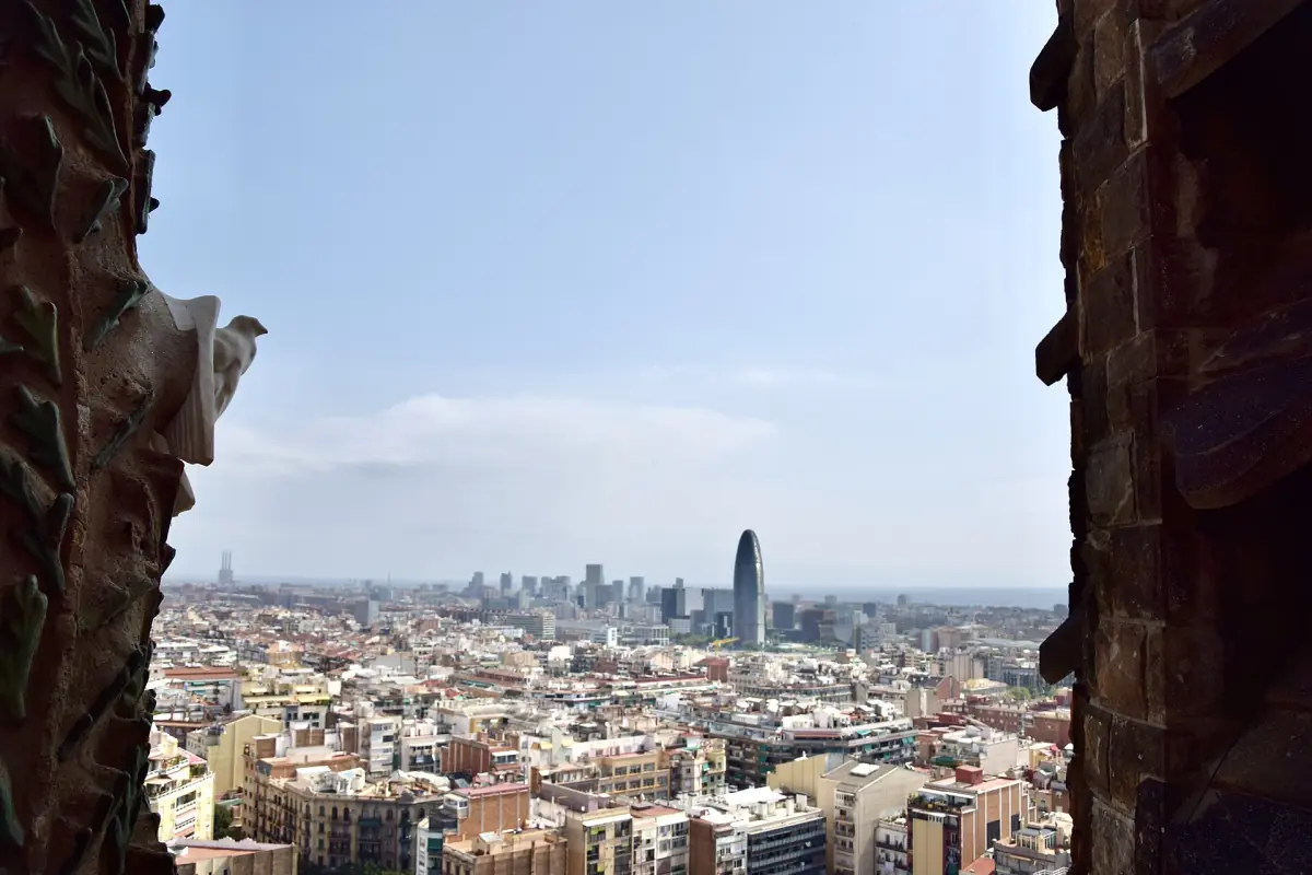View over Barcelona from the Nativity towers of the Sagrada Família